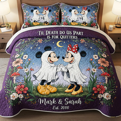 'Til Death Do Us Part is for Quitters - Cute Ghost Couple Quilt Bed Set - Personalized Gifts for Couples Bedding Set PopCulturePrints