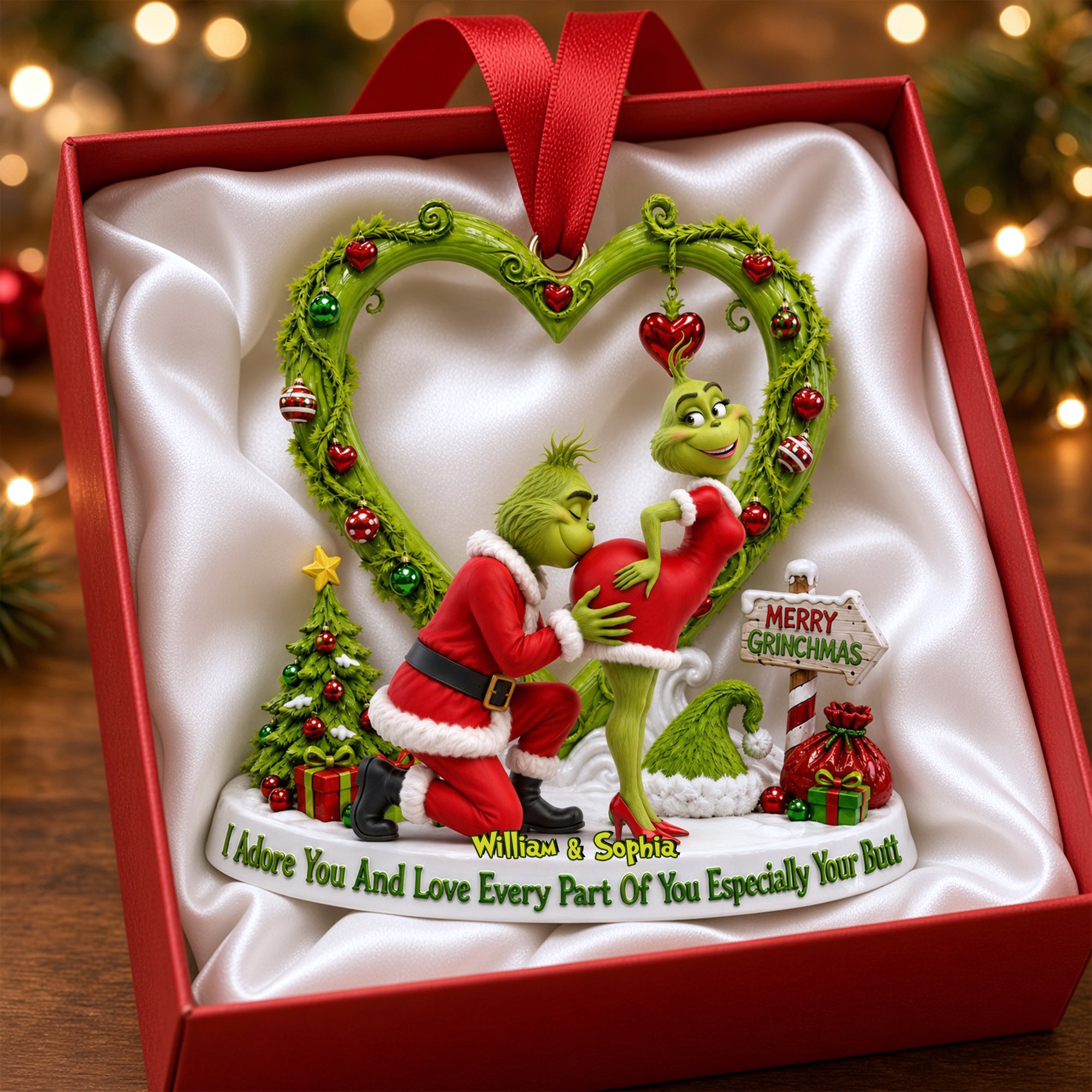 I Adore You, Grinchmas Love - Personalized Holiday Ornament for Couples Ornament PopCulturePrints