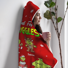 Load image into Gallery viewer, Personalized Green Monster Christmas Hooded Blanket for Grandma Blanket PopCulturePrints
