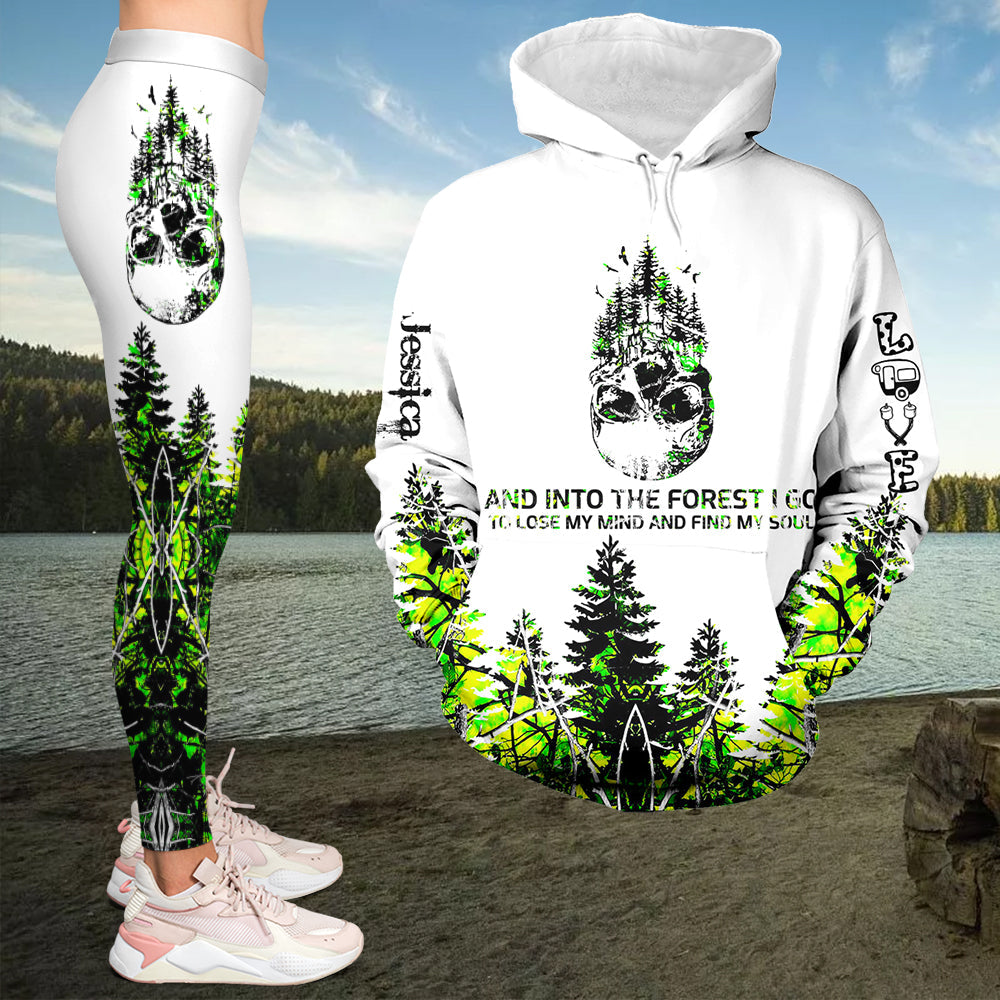 Custom Camping Girl Hoodie & Leggings Set - Forest Adventure Design