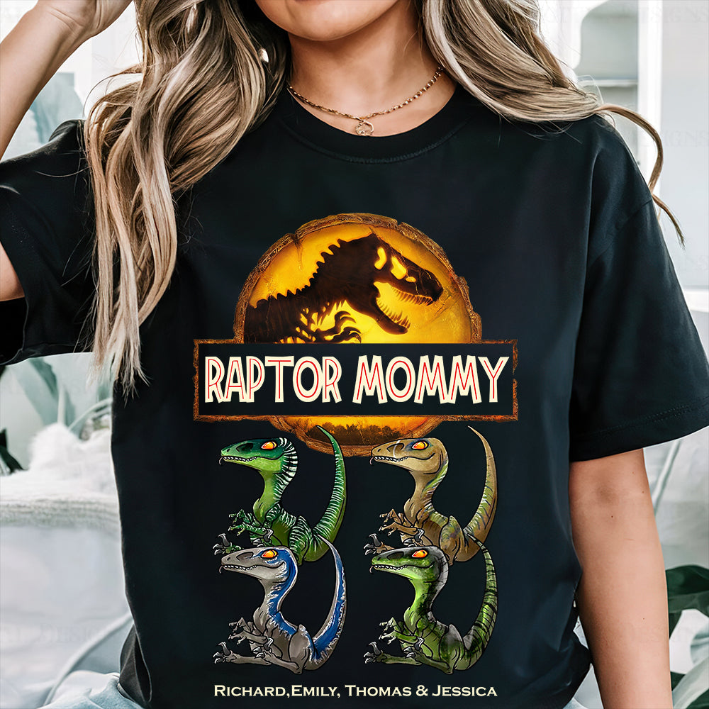 "Raptor Mommy, a unique expression of love" - Personalized Dinosaur Mom Shirt Shirts PopCulturePrints
