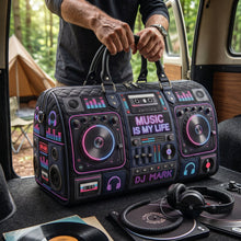 Load image into Gallery viewer, "Music Is My Life" - Personalized DJ Mixer Quilted Duffle Bag - Perfect Gift for Music Lovers
