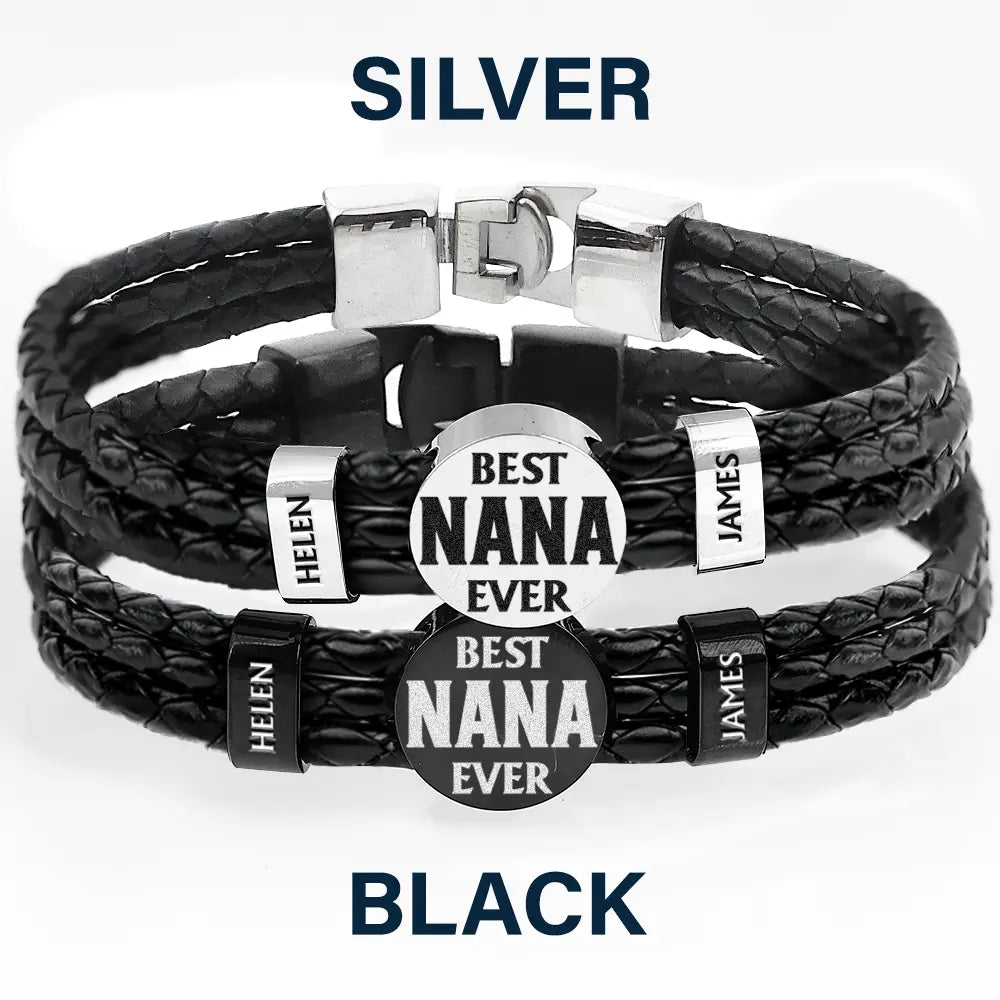 Best Dad Ever - Personalized Leather Braided Bracelet | Unique Gift for Dad, Grandpa, or Stepdad Leather Braided Bracelet PopCulturePrints