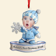 Load image into Gallery viewer, Personalized Baby&#39;s First Christmas Ornament - Custom Photo Keepsake Ornament PopCulturePrints

