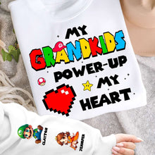 Load image into Gallery viewer, My Grandkids Power-Up My Heart - Personalized Unisex Sweatshirt for Moms &amp; Grandmas AOP Products PopCulturePrints
