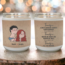 Load image into Gallery viewer, Personalized Scented Candle for Couples - Fun Workout Theme Scented Candle PopCulturePrints
