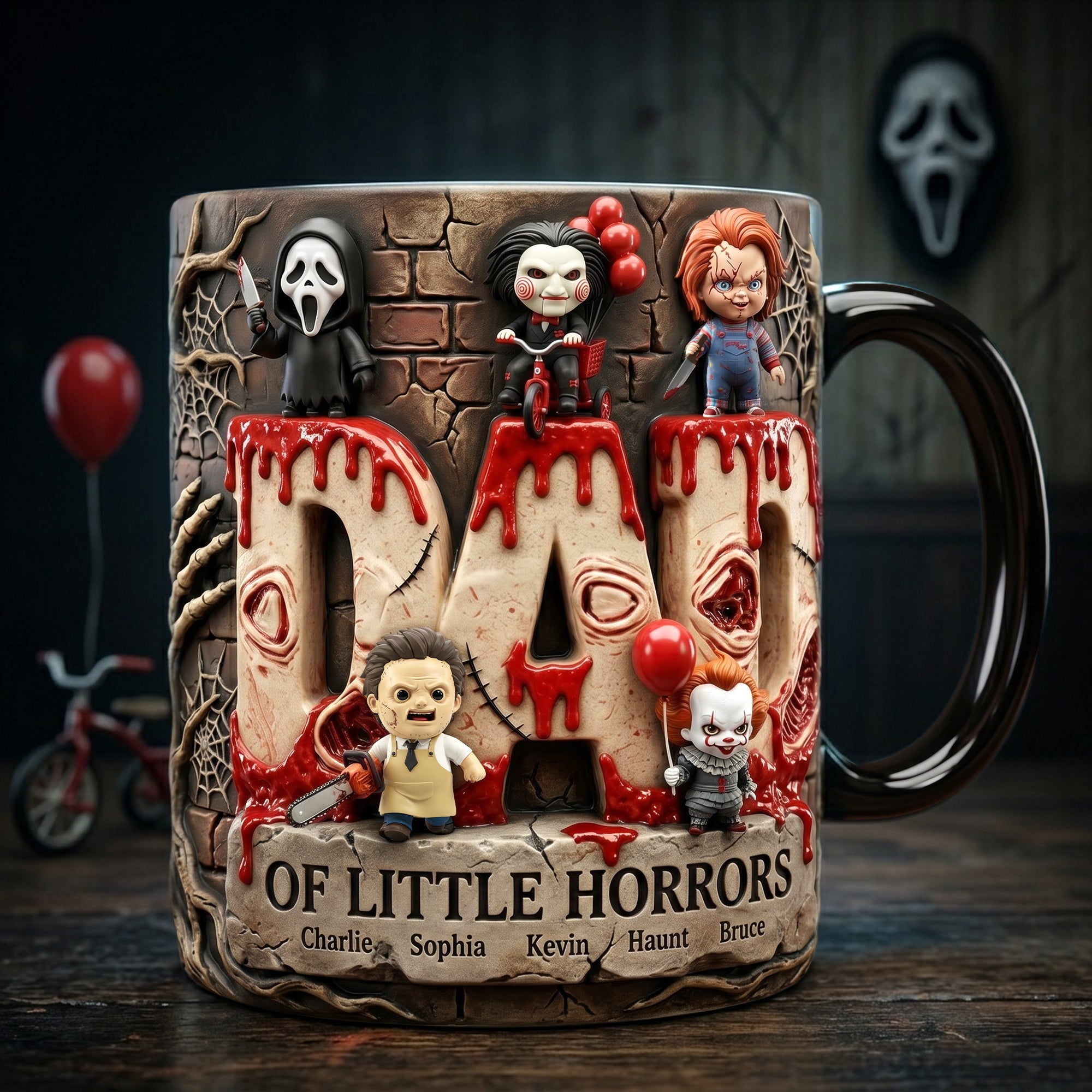 "Dad: Master of Little Horrors!" - Personalized Magic Mug for Dads, Grandpas, and Horror Fans Coffee Mug PopCulturePrints