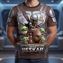 Load image into Gallery viewer, #1 Dad: Not All Heroes Wear Capes - Personalized Warrior Dad and Kids Shirt AOP Products PopCulturePrints
