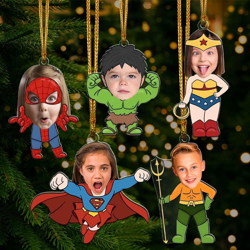 Personalized Superhero Kid Christmas Ornaments Ornament PopCulturePrints