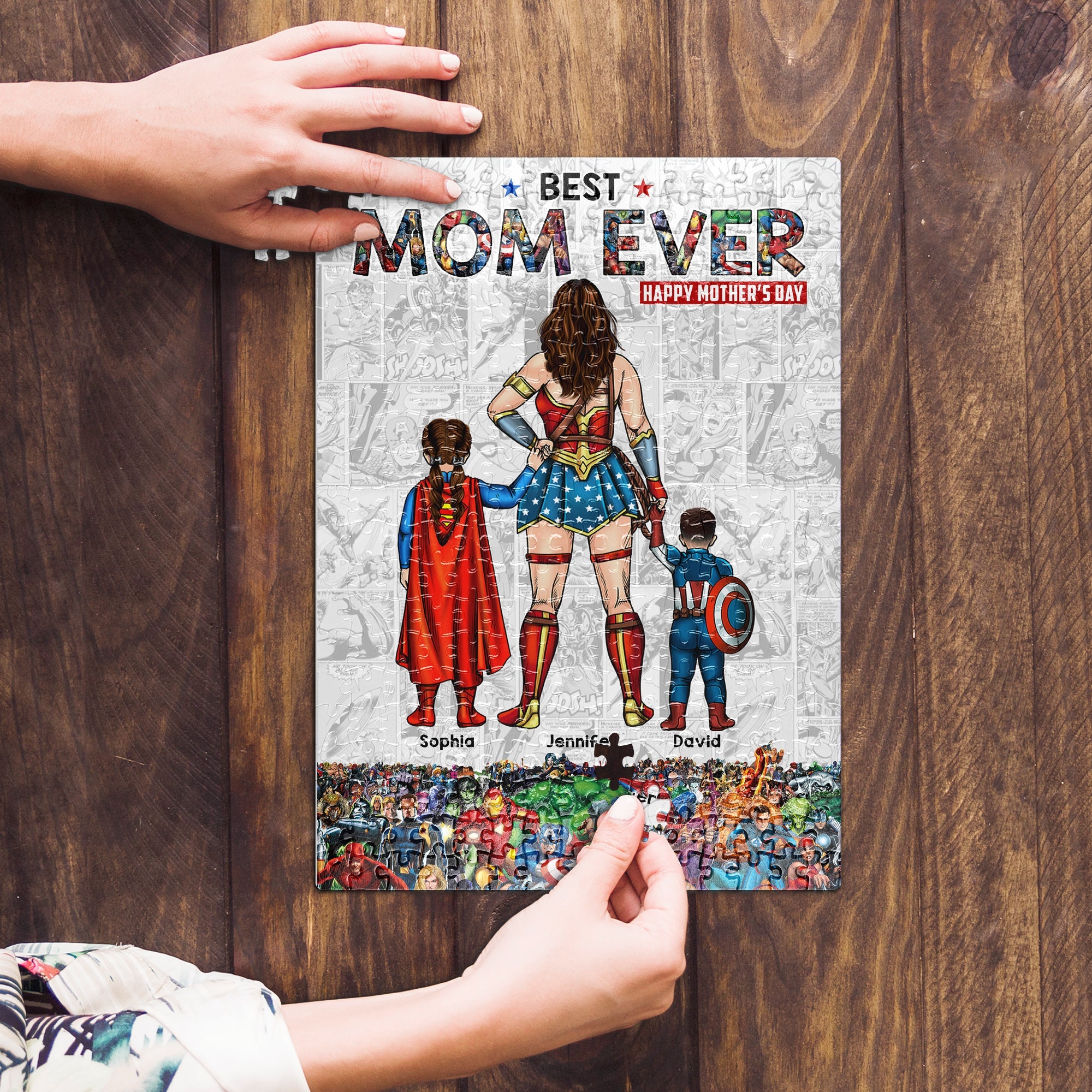 Best Mom Ever - Personalized Superhero Jigsaw Puzzle Gift for Mother's Day Jigsaw Puzzles PopCulturePrints