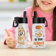 Load image into Gallery viewer, Personalized Cartoon Water Bottle - J is for Jenny
