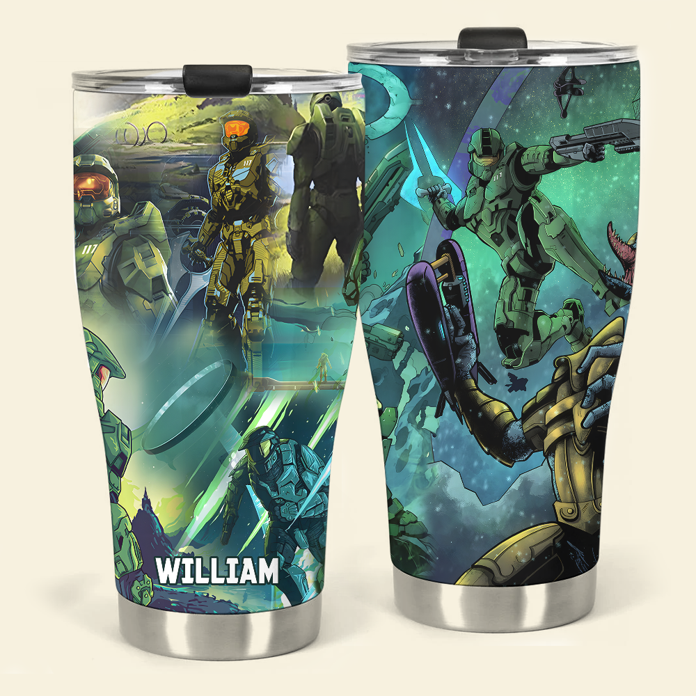 Personalized Sci-Fi Adventure 30oz Tumbler - Halo Inspired Tumbler Cup PopCulturePrints