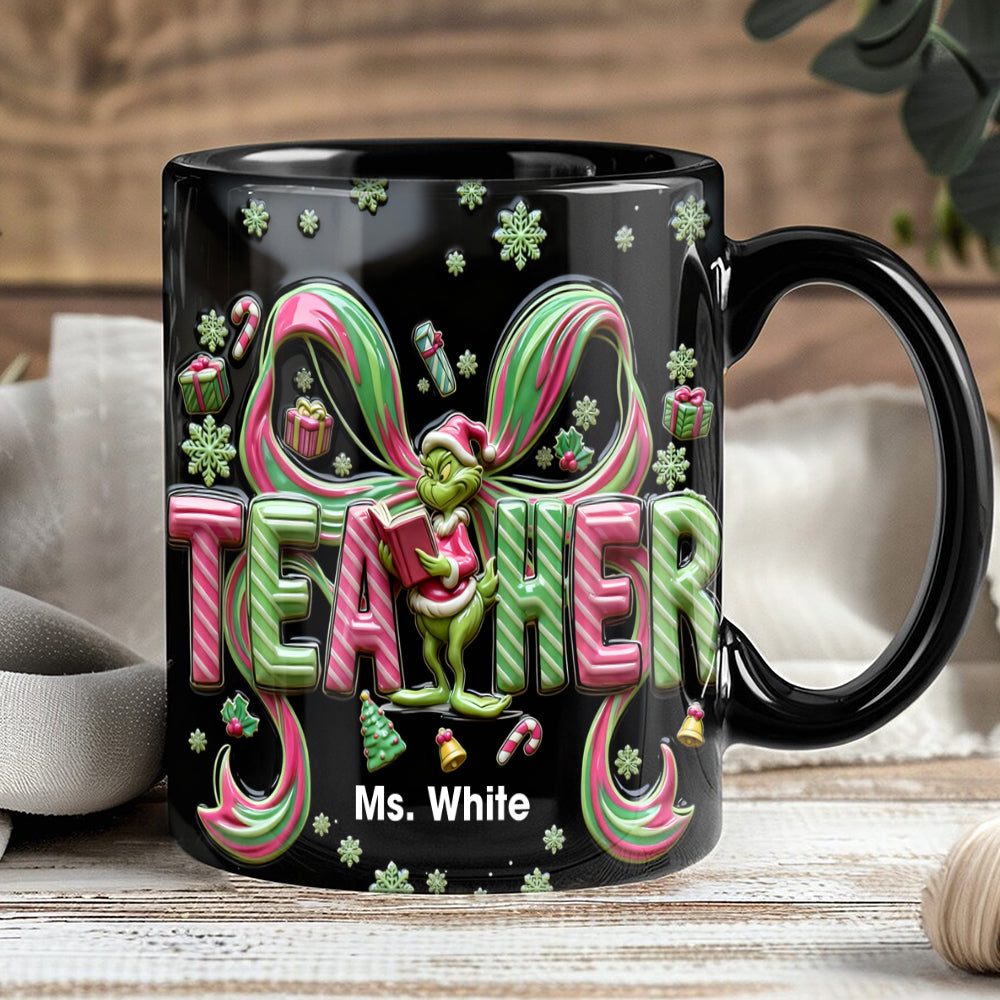 “Teaching is a Work of Heart” - Preppy Coquette Teacher Mug - Personalized Gift for Teachers, Educators, and Mentors Coffee Mug PopCulturePrints