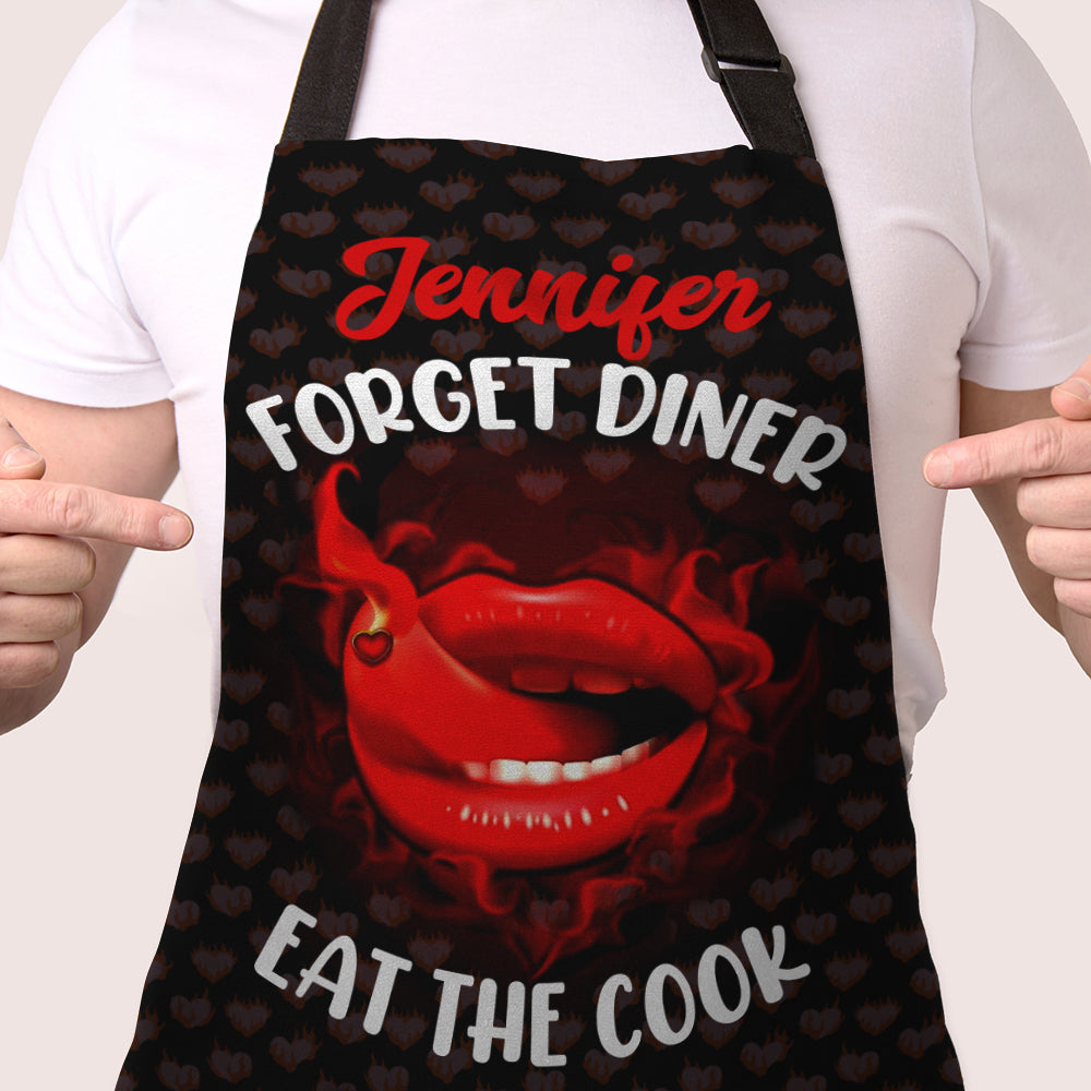 Personalized Couple Apron - 'Forget Diner, Eat The Cook' Aprons PopCulturePrints