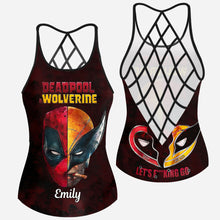 Load image into Gallery viewer, Personalized Deadpool &amp; Wolverine Cross Back Tank Top
