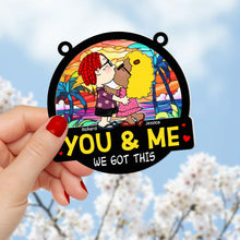 Load image into Gallery viewer, Personalized Cute Cartoon Couple Kissing Suncatcher Ornament
