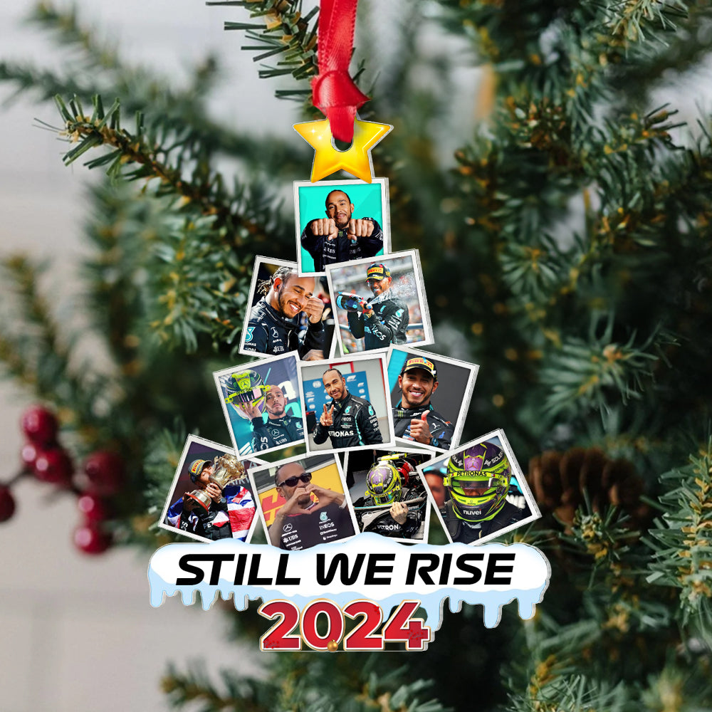 Personalized Racing Fan Photo Christmas Ornament - Still We Rise 2024