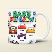 Load image into Gallery viewer, Personalized Dad&#39;s Pit Crew 3D Mug - Customizable Racing Theme Coffee Mug PopCulturePrints
