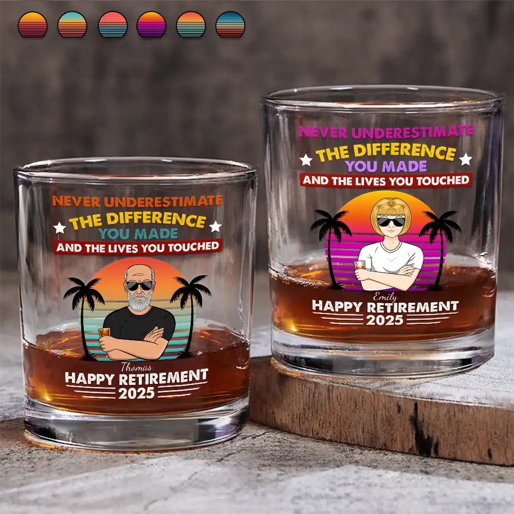 Never Underestimate The Difference You Made - Personalized Whiskey Glass Whiskey Glass PopCulturePrints