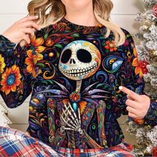 Load image into Gallery viewer, Personalized Christmas Movie Fan Ugly Sweater - Skeleton Floral Design
