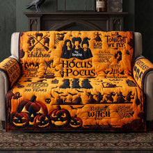 Load image into Gallery viewer, "Wickedly Fun for the Haunted Season" - Personalized Fun Bad Witches Quilted Sofa Cover - Gift for Halloween Lovers, Fans, Family
