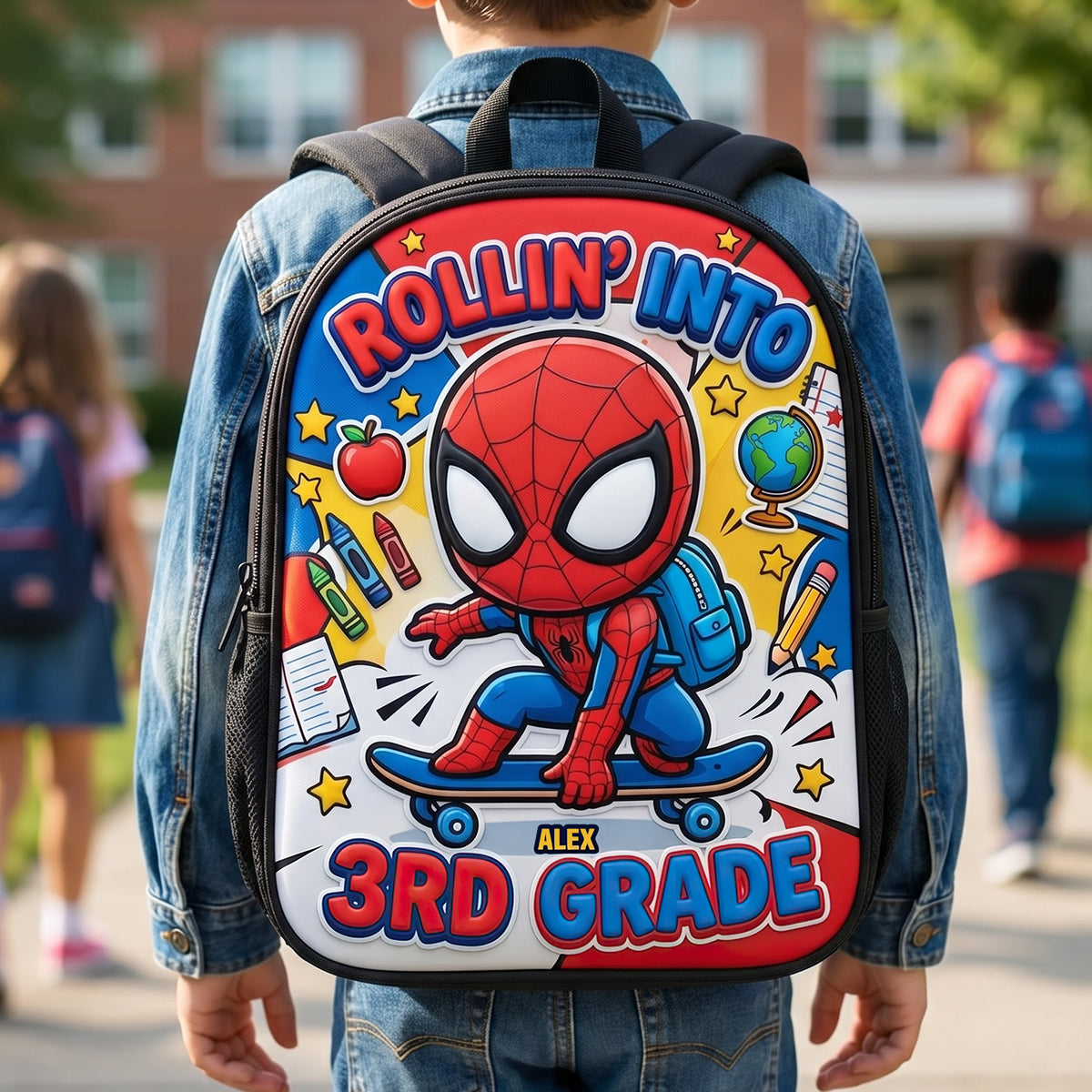 Rollin' Into 2nd Grade - Little Skater Hero Backpack - Personalized Gifts for Kids