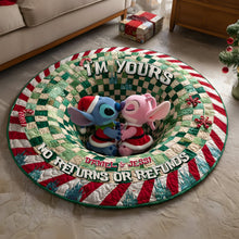 Load image into Gallery viewer, I'm Yours - Kissing Alien Couple Round Mat - Personalized Christmas Gift for Couples Doormat PopCulturePrints
