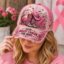 Load image into Gallery viewer, Give Breast Cancer The Boot - Personalized Cowgirl Classic Cap
