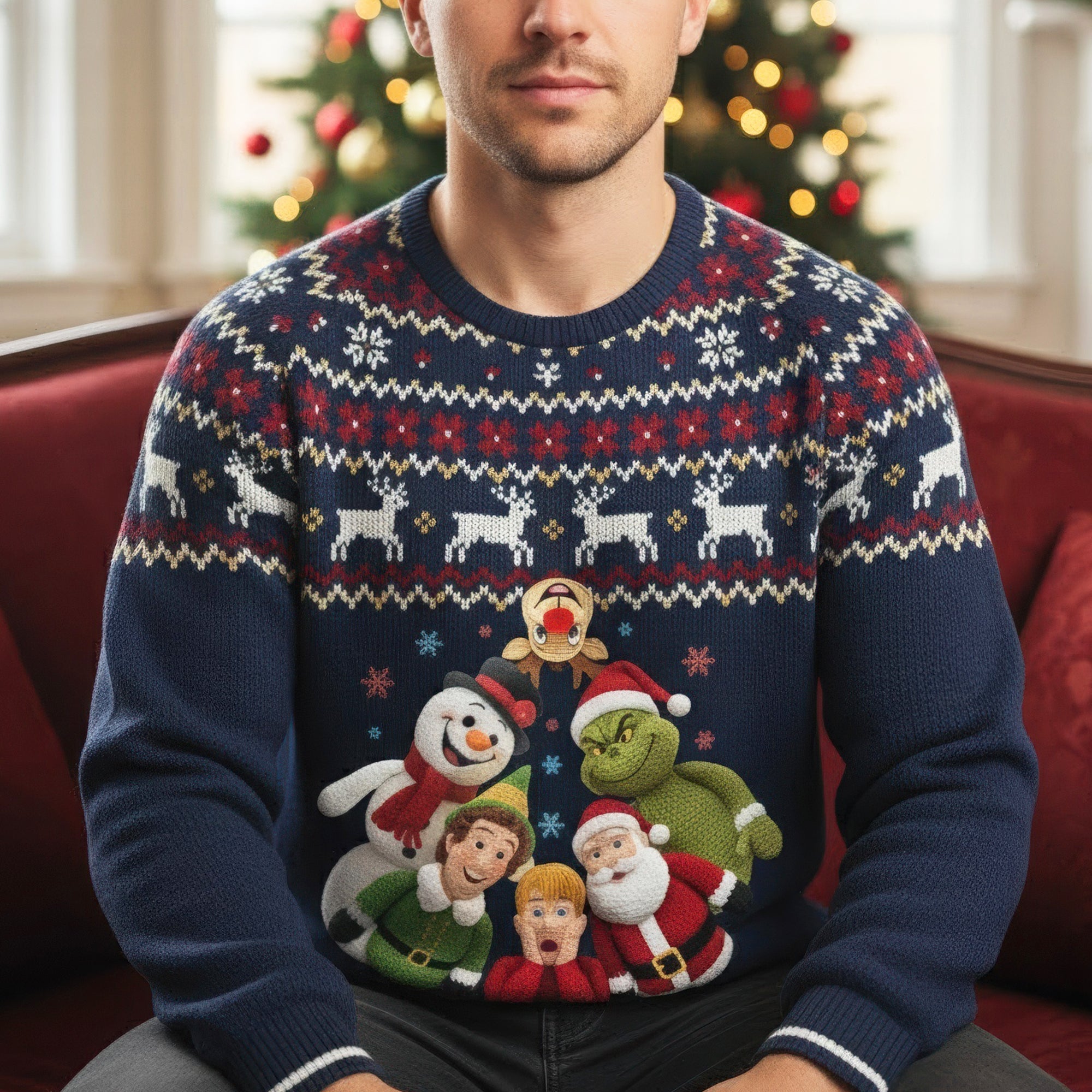 “Bring Holiday Cheer with a Smile!” - Funny Holiday Ugly Sweater - Personalized Christmas Gift for Friends and Family AOP Products PopCulturePrints