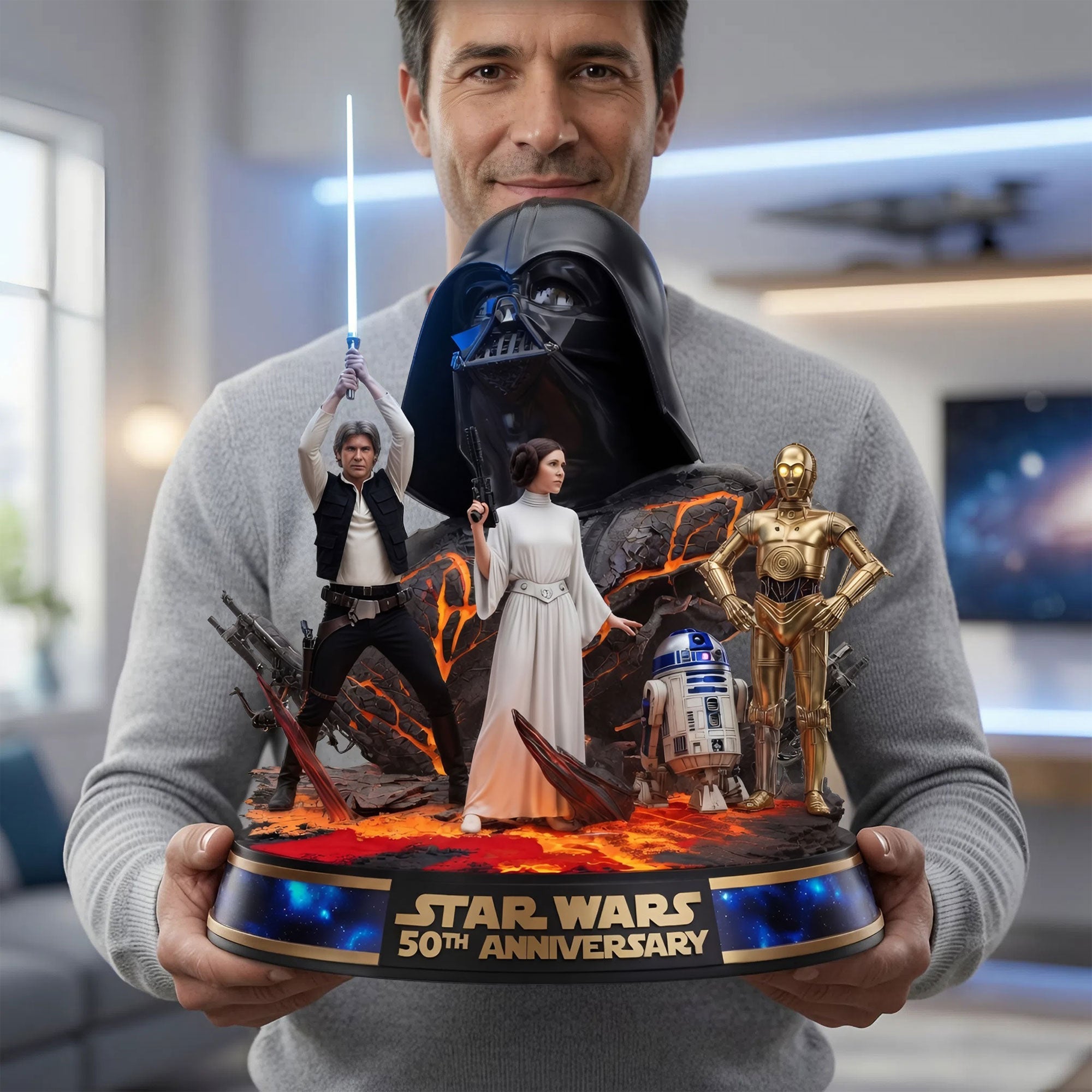 Celebrate Your Cosmic Love: 50th Anniversary Acrylic Plaque - Personalized Gift for Star Wars Fans Shaped Plaques PopCulturePrints