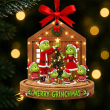 Load image into Gallery viewer, 🎄 &quot;Merry Grinchmas with Personalized Cheer!&quot; - Fun Green Family Christmas Ornament - Custom Gift for Family &amp; Friends Ornament PopCulturePrints
