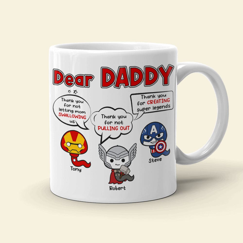 Superhero Dad Personalized Mug - Fun Gift for Best Dad Ever Coffee Mug PopCulturePrints