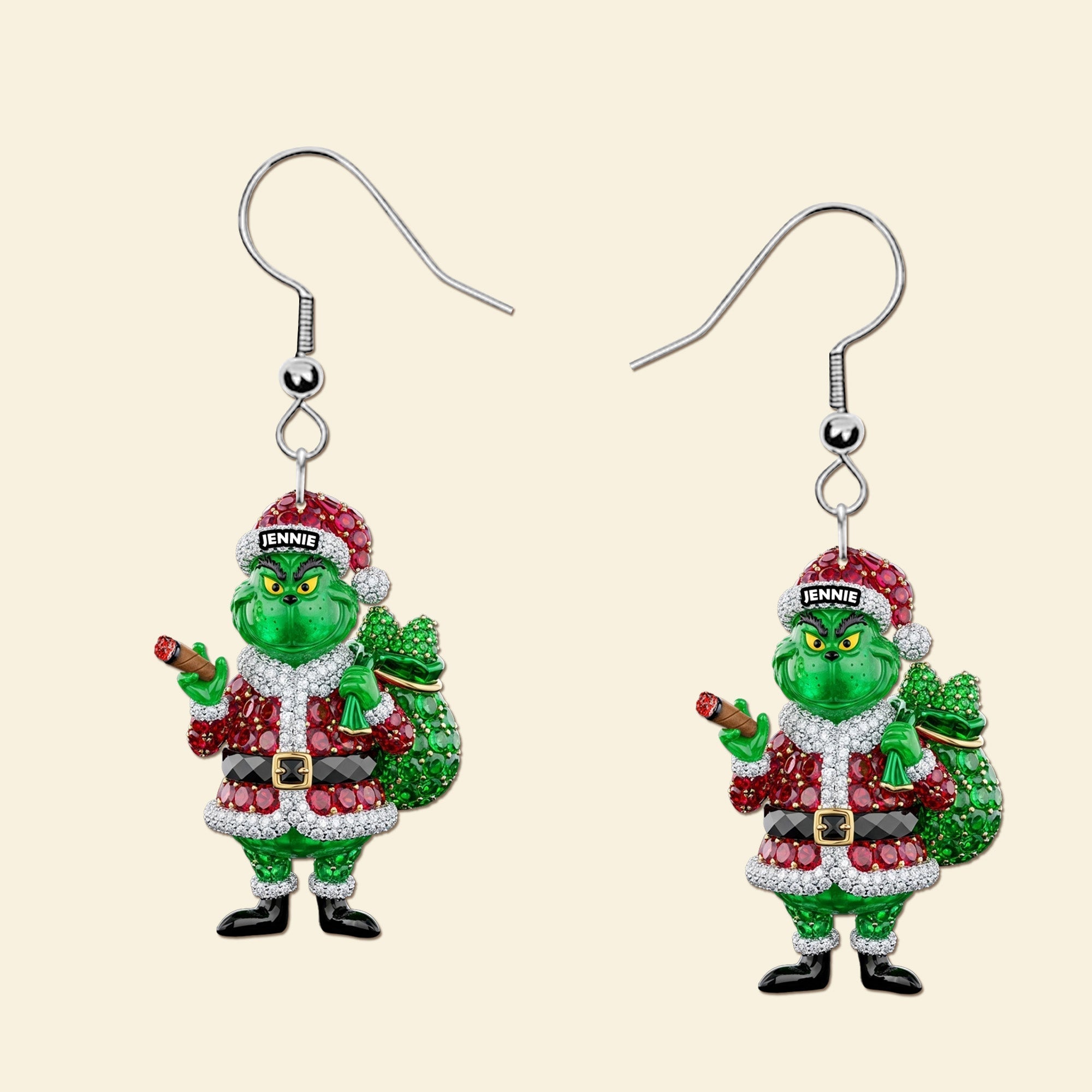 “Spread Some Cheer with Our Green Monster Earrings!” - Personalized Gifts for Herb Lovers Earrings PopCulturePrints