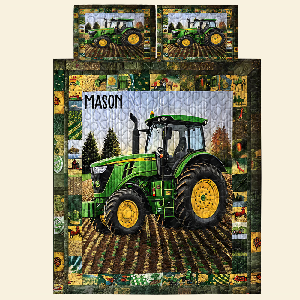 Personalized Tractor Quilt Bedding Set for Couples - Special Line 01KADT150125 Blanket PopCulturePrints