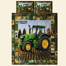 Load image into Gallery viewer, Personalized Tractor Quilt Bedding Set for Couples - Special Line 01KADT150125 Blanket PopCulturePrints
