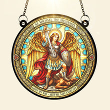Load image into Gallery viewer, “Light My Way – St. Michael The Archangel Suncatcher Ornament” - Personalized Gift for Catholics Ornament PopCulturePrints

