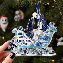 Load image into Gallery viewer, All I Want For Christmas Is You - Gothic Couple Toile de Jouy Christmas Ornament Ornament PopCulturePrints
