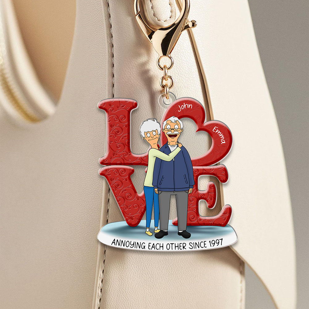 Custom Couple Keychain - Personalized Valentine's Day Gifts for Lovebirds Keychains PopCulturePrints
