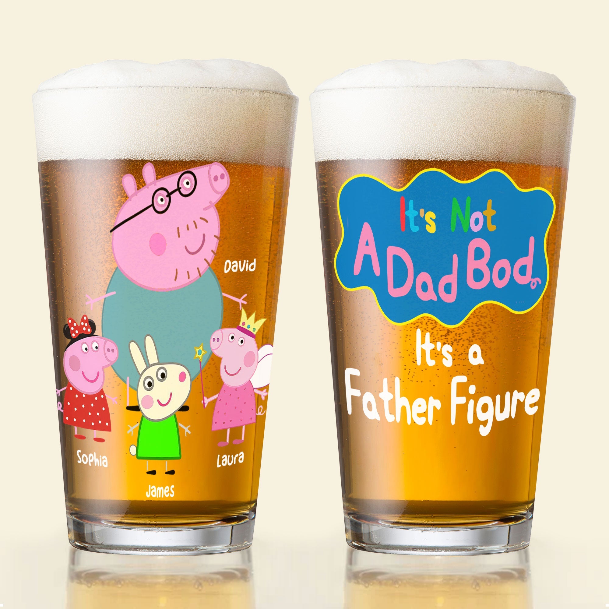 Personalized 'Father Figure' Beer Glass for Dad Beer Glasses PopCulturePrints