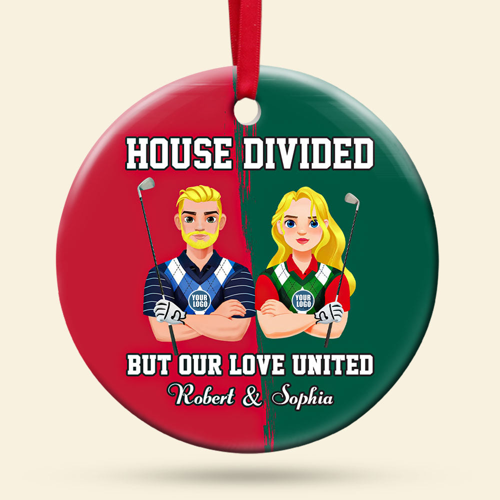Custom Golf Lovers Couples Valentine's Day Gifts - House Divided, Love United Ornament PopCulturePrints