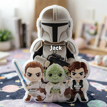 Load image into Gallery viewer, “Personalized Heroic Moments” - Warrior Dad and Kids Pillow - Custom Gift for Dad, Grandpa, and Kids Pillow PopCulturePrints
