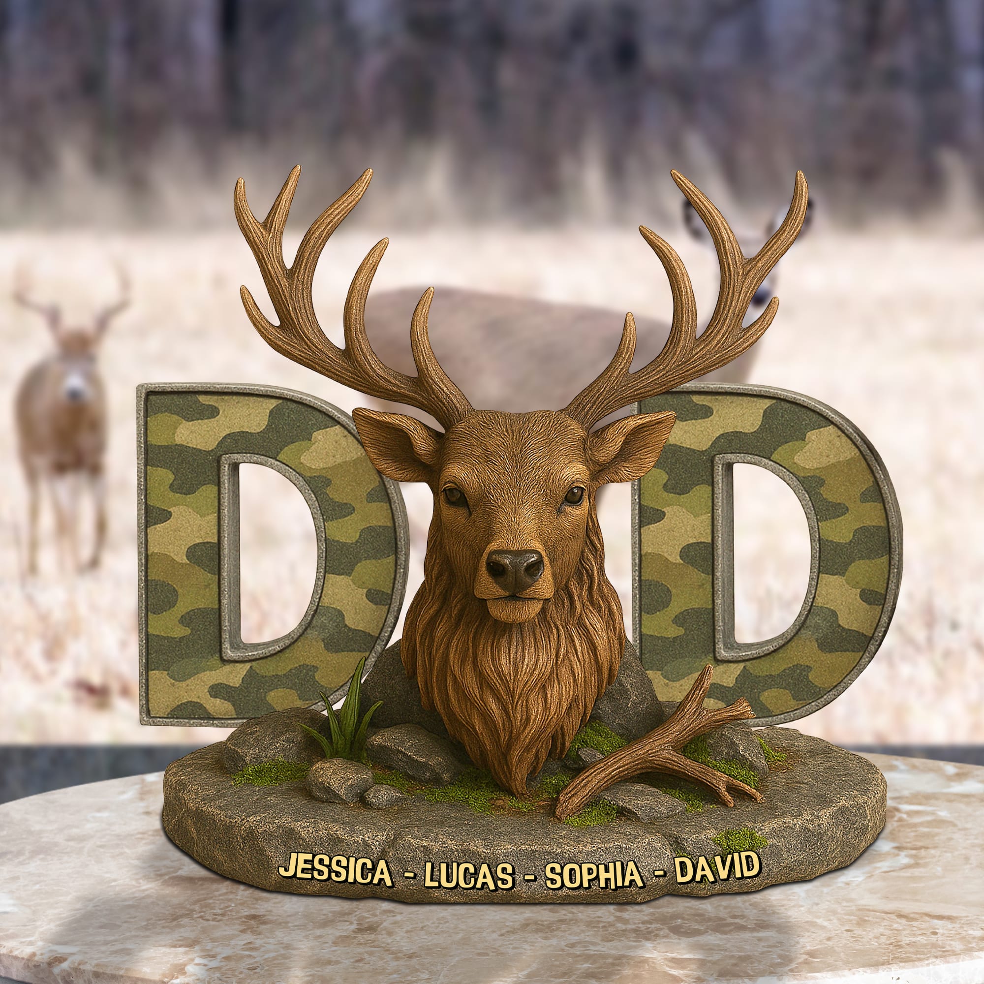 "A Unique Tribute to Your Loved Ones - Personalized Hunting Deer Plaque Gift for Dad, Grandpa, Hunters" Shaped Plaques PopCulturePrints