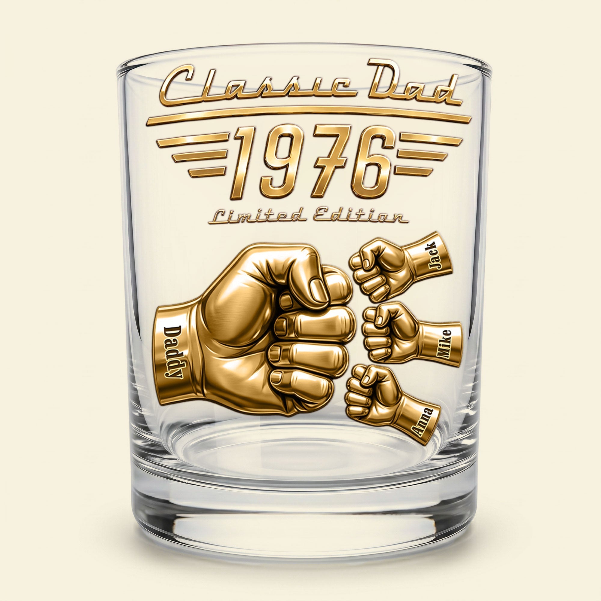 Celebrate Your Classic Dad - Personalized Round Glass - Unique Gift for Dads and Grandpas Glass PopCulturePrints