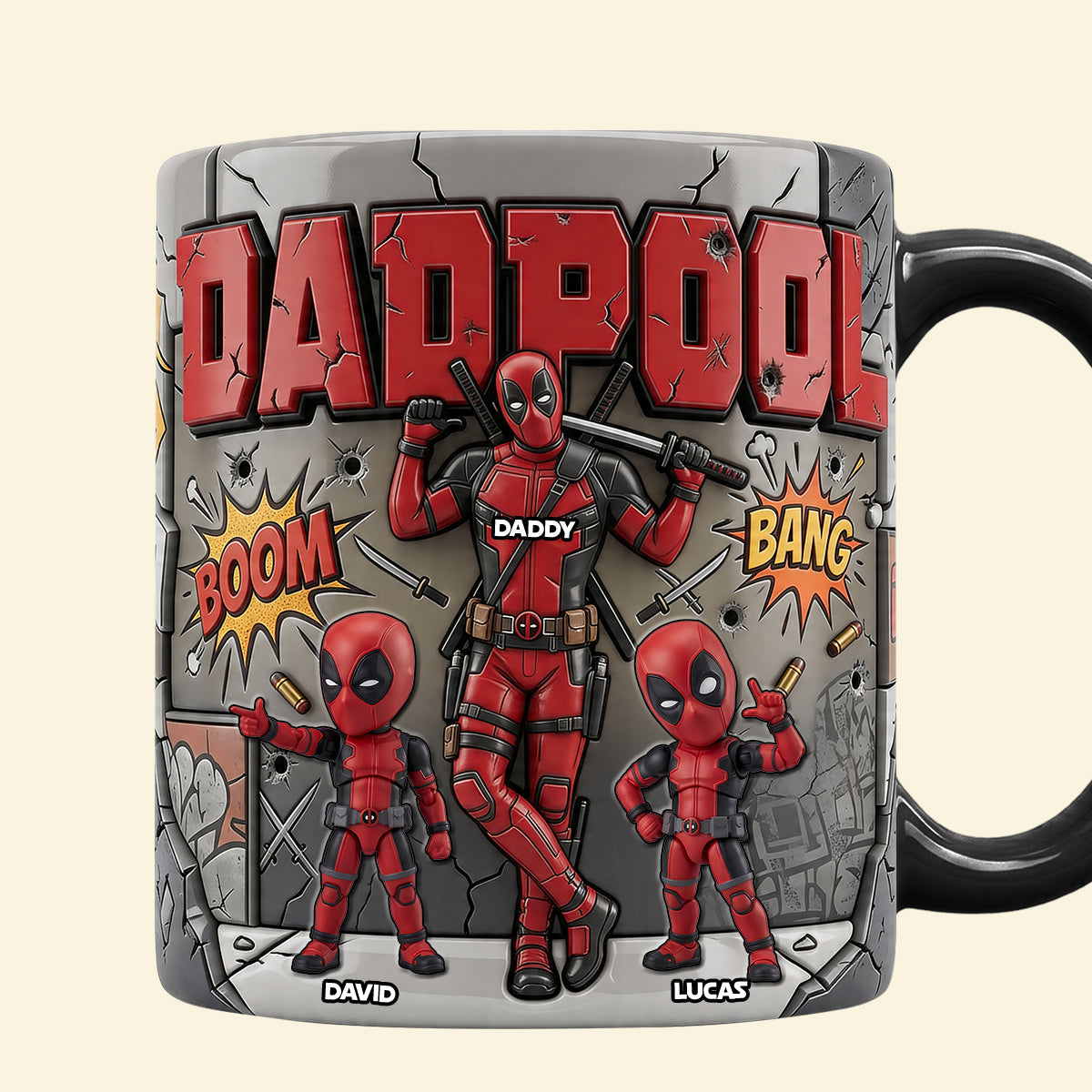 "Fighting Dad and Kids Unite!" - Funny Fighter Dad And Kids Magic Mug - Personalized Gifts for Dads Coffee Mug PopCulturePrints