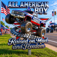Load image into Gallery viewer, “Raised on Mud and Freedom” - Personalized American Tradition Metal Sign - Perfect Gift for Off-road Lovers
