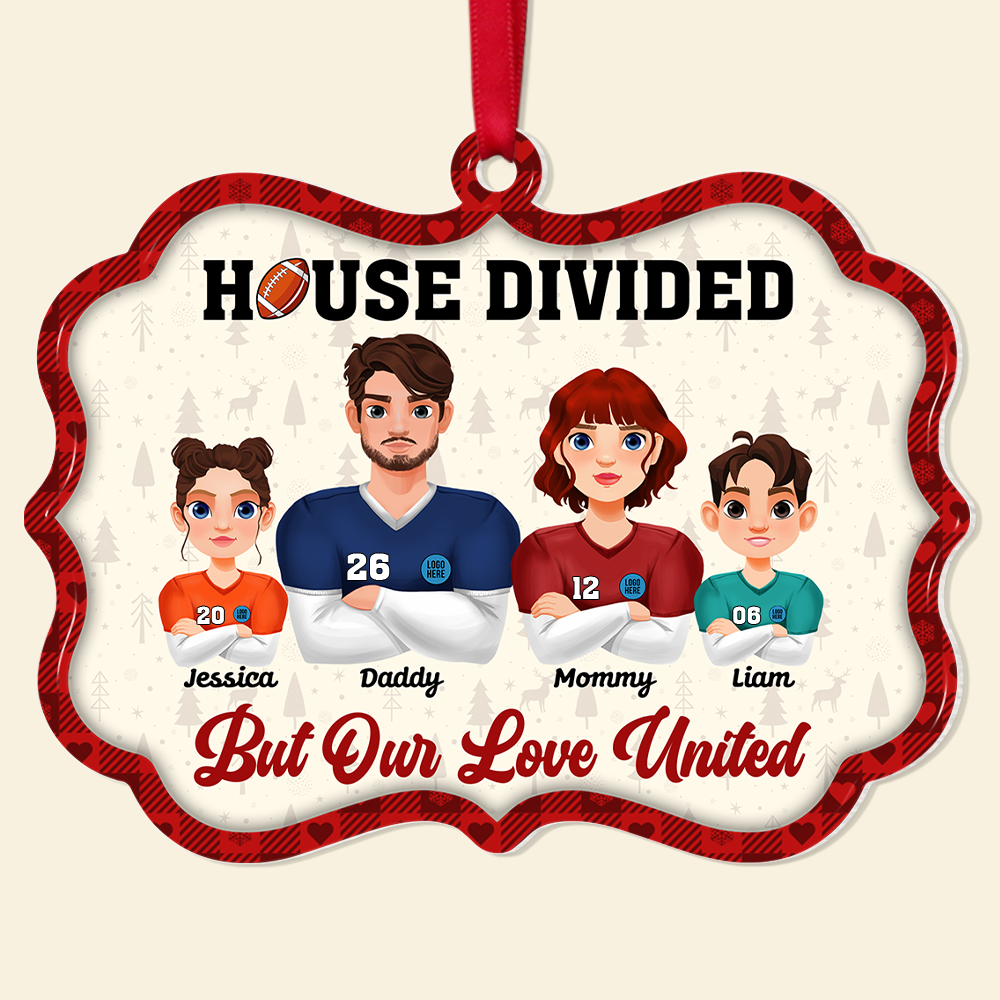 Personalized Football Family Christmas Ornament - House Divided, Love United Ornament PopCulturePrints