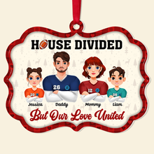Load image into Gallery viewer, Personalized Football Family Christmas Ornament - House Divided, Love United Ornament PopCulturePrints
