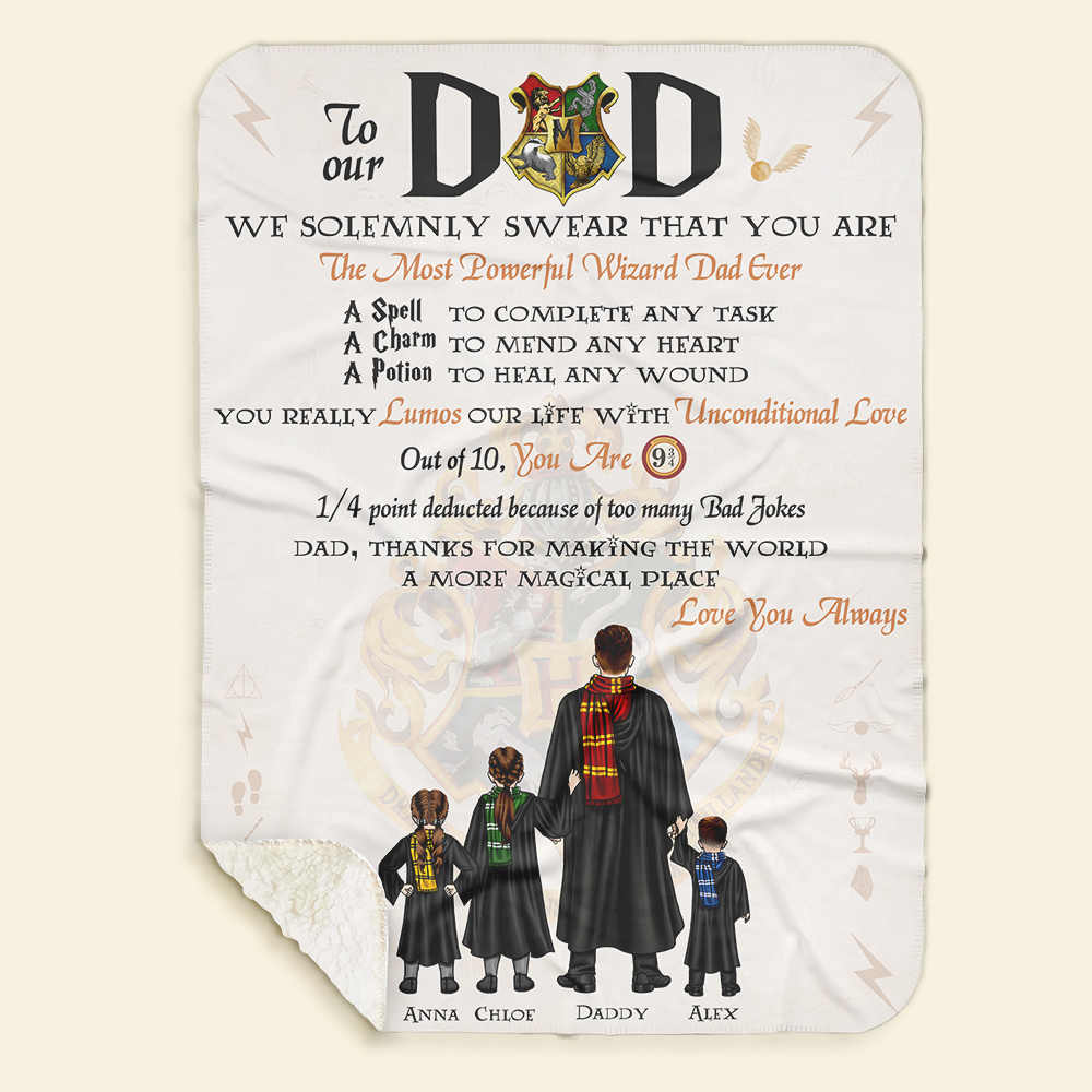 Personalized Wizard Dad Blanket - Harry Potter Theme