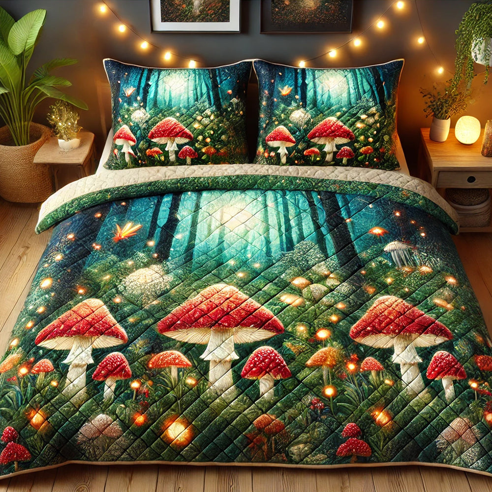 Personalized Mushroom Lover Quilt Bedding Set Blanket PopCulturePrints