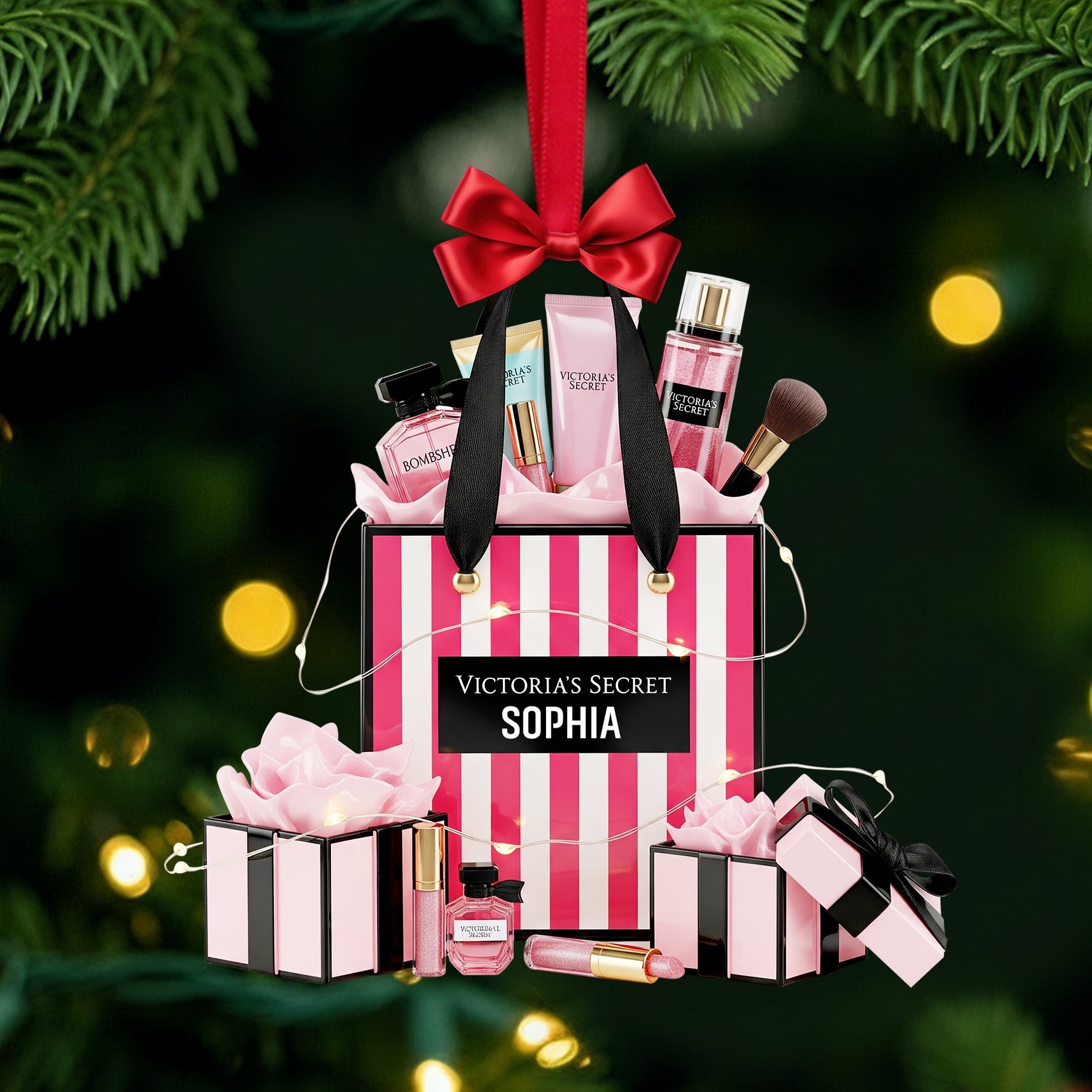 Spread Happiness with Our Luxury Beauty Kit Ornament - Personalized Christmas Gifts for Makeup Lovers Ornament PopCulturePrints